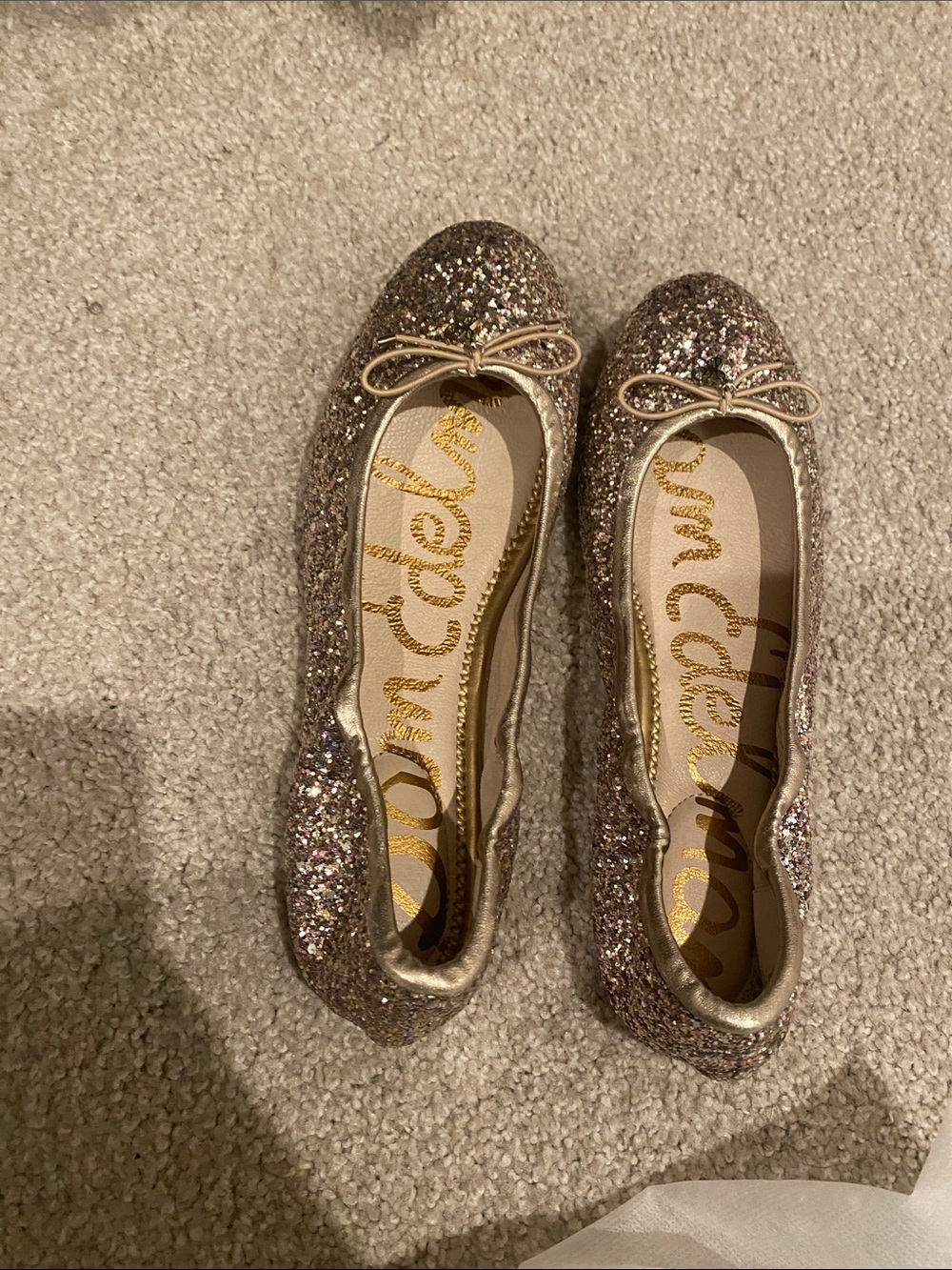Sam Edelman Glitter Ballet Flats in Rose-Tone Glitter
